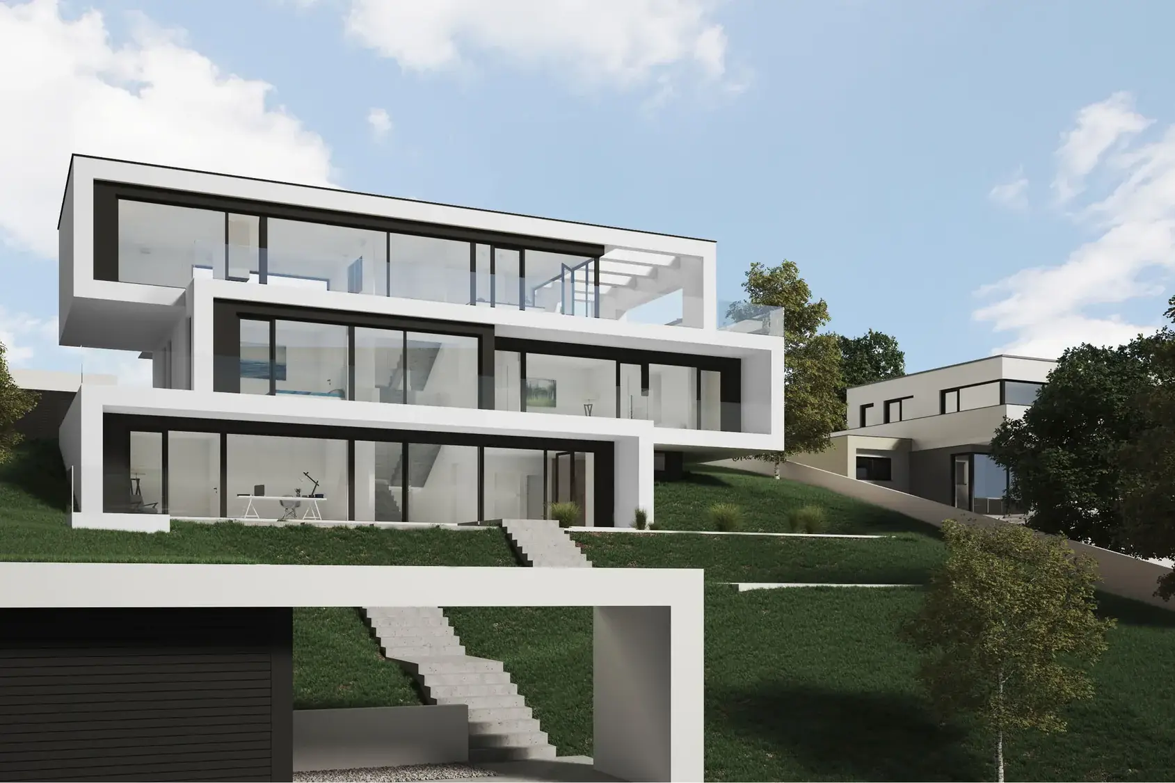 Architektenhaus an der Bergstraße, Dieburg – Hangansicht