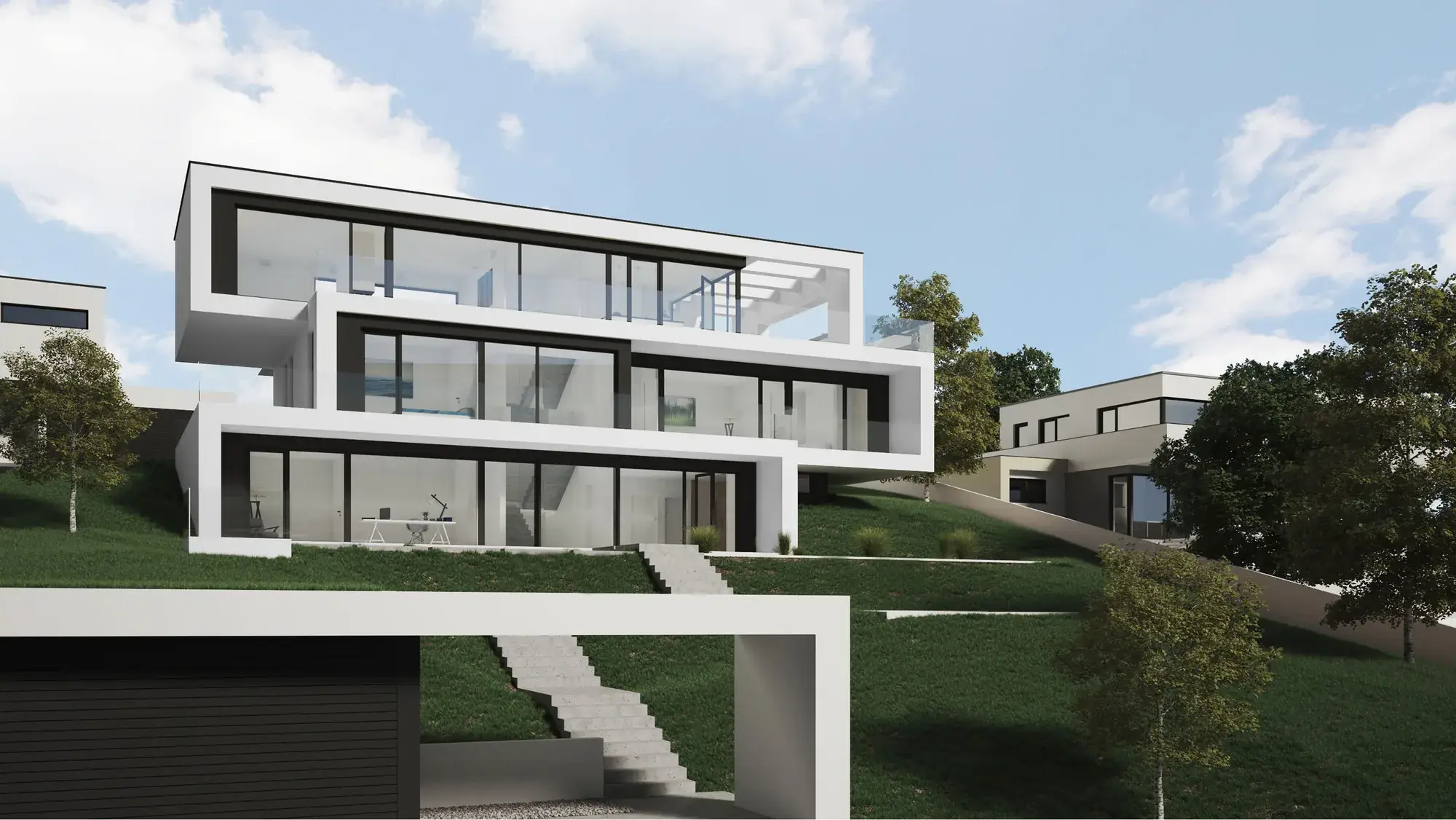 Architektenhaus an der Bergstraße, Dieburg – Hangansicht