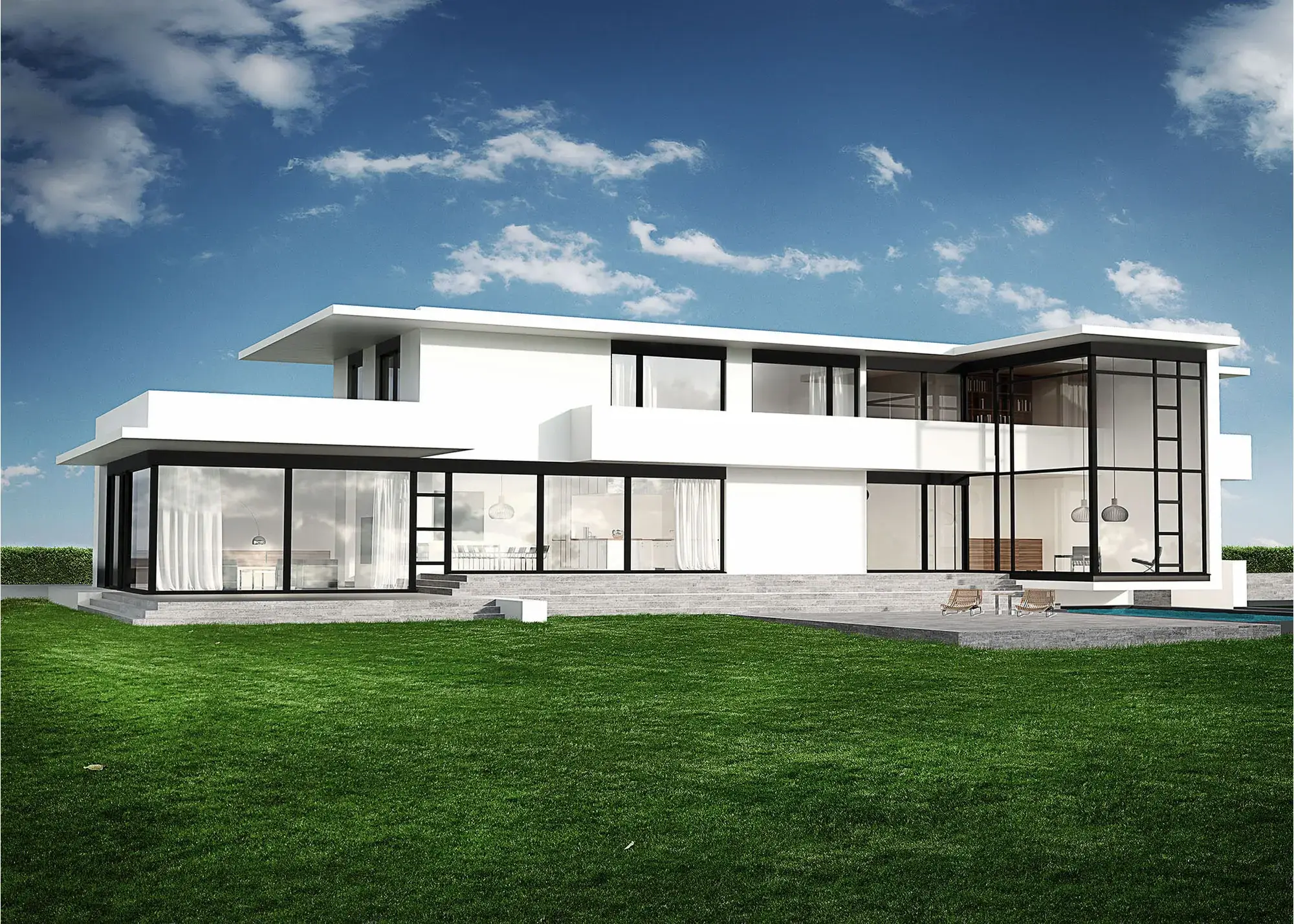 Architektenhaus mit Pool im Kreis Darmstadt-Dieburg, Darmstadt – Gartenansicht