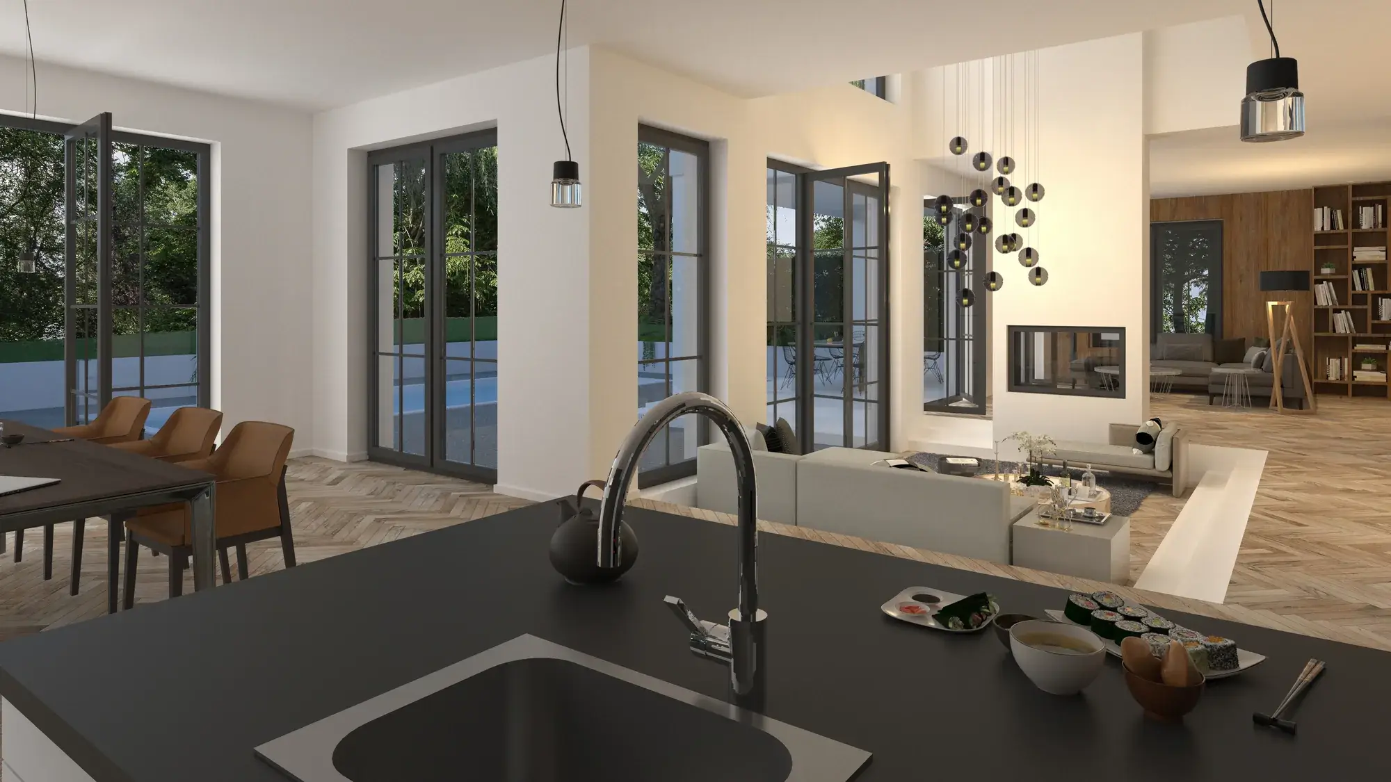 Bestandssanierung und Villa-Neubau, Wörth am Main – Küche