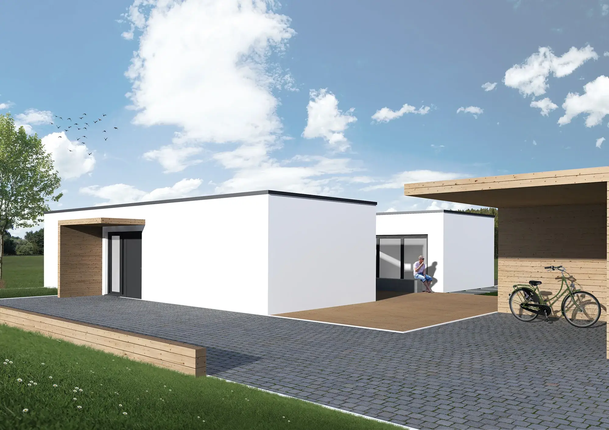 Bungalow in C-Form – Ansicht