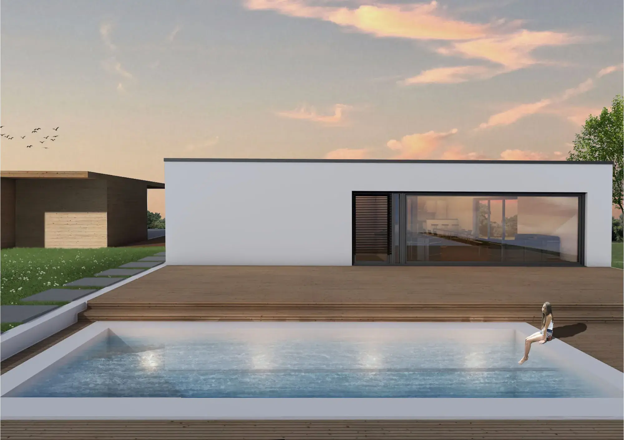 Bungalow in C-Form – Pool