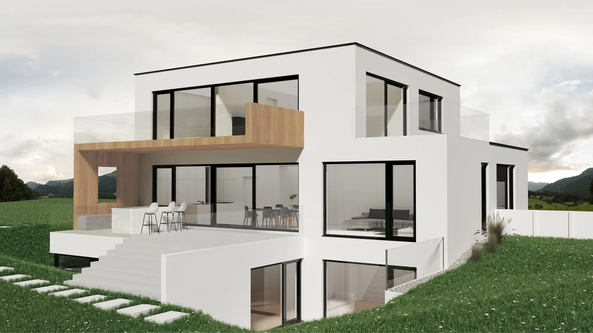 Einfamilienhaus mit Lektüreecke, Jugenheim – Gartenansicht
