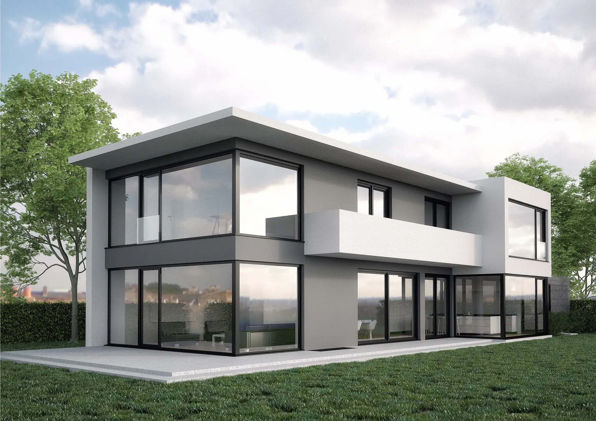 Einfamilienhaus mit Natursteinfassade im Hochtaunuskreis, Kronberg – Gartenansicht