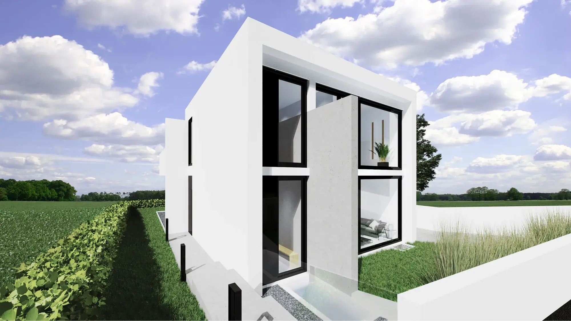 Einfamilienhaus mit Wasserbecken, Zwingenberg – Ansicht