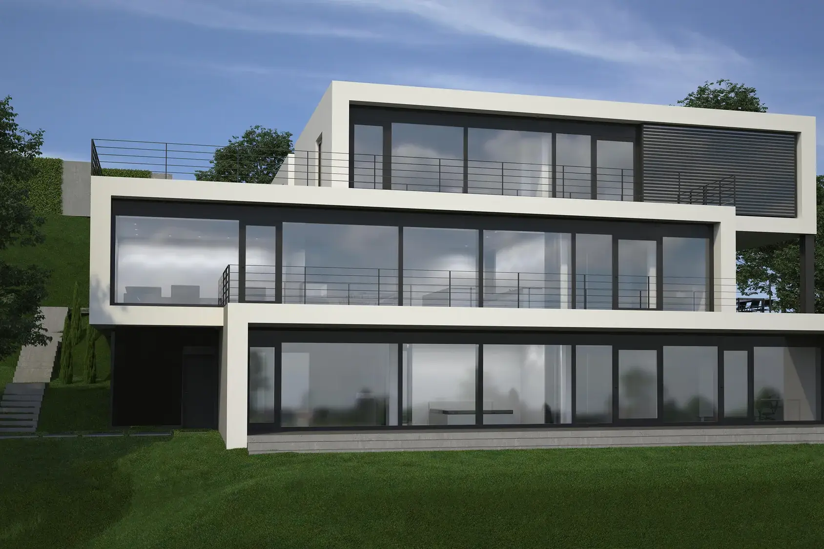 Exklusiver Neubau an der Bergstraße, Heppenheim – Hangansicht