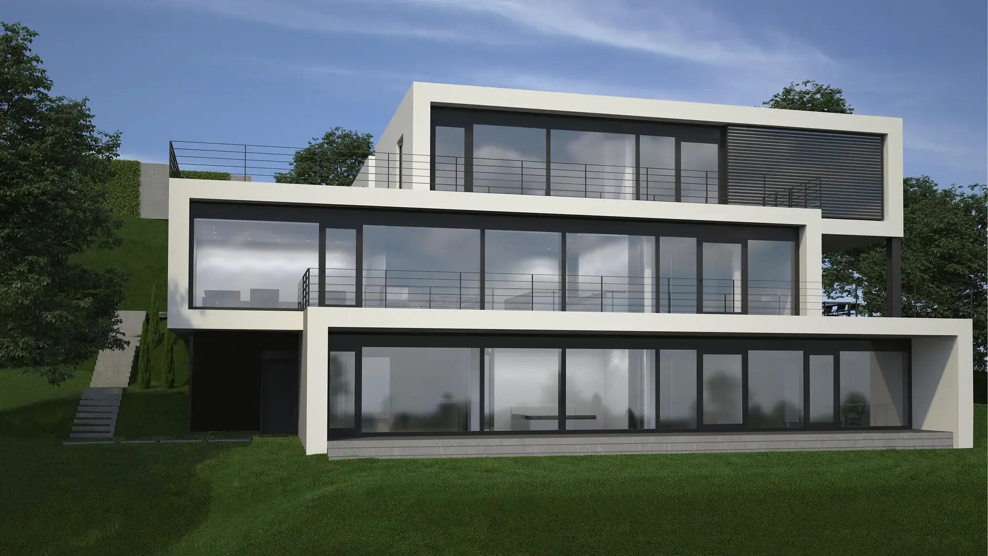 Exklusiver Neubau an der Bergstraße, Heppenheim – Hangansicht