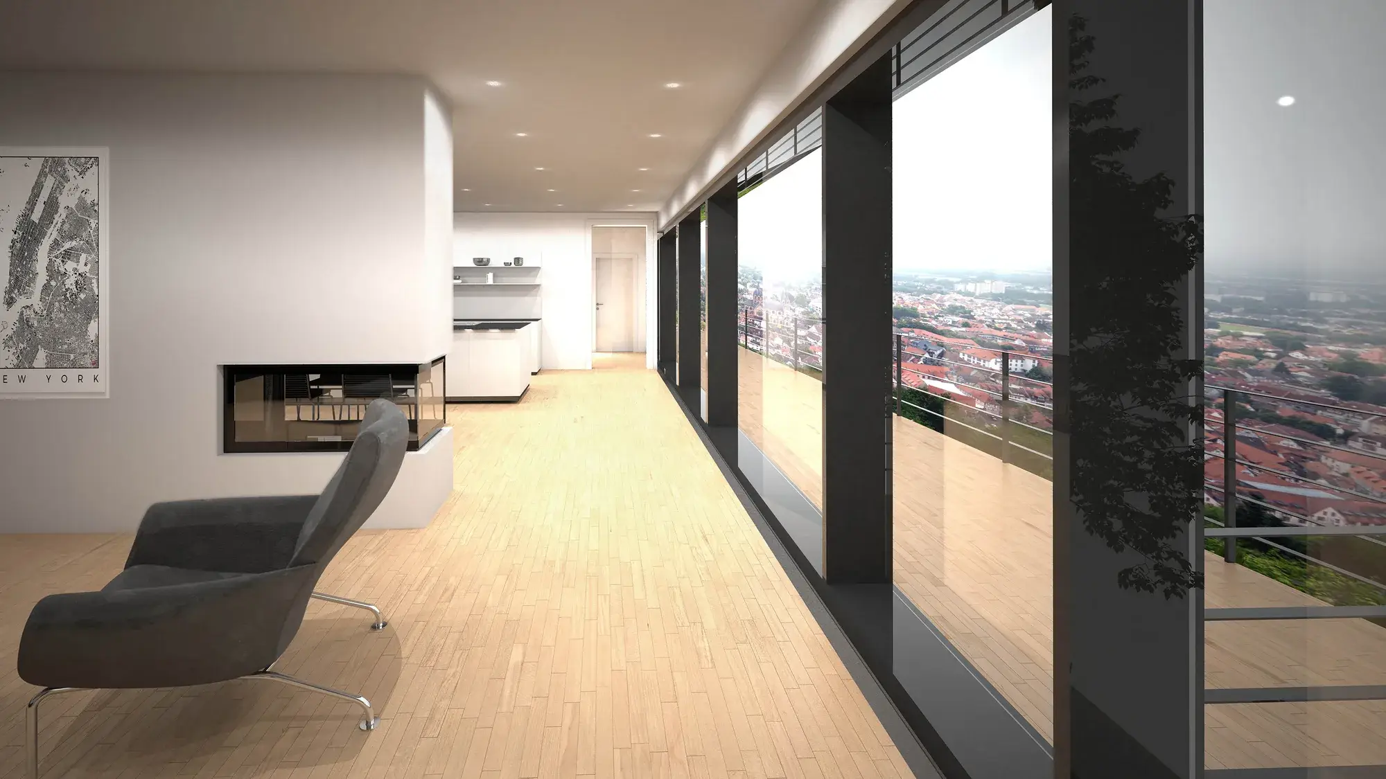 Exklusiver Neubau an der Bergstraße, Heppenheim – Wohnbereich mit Panoramablick
