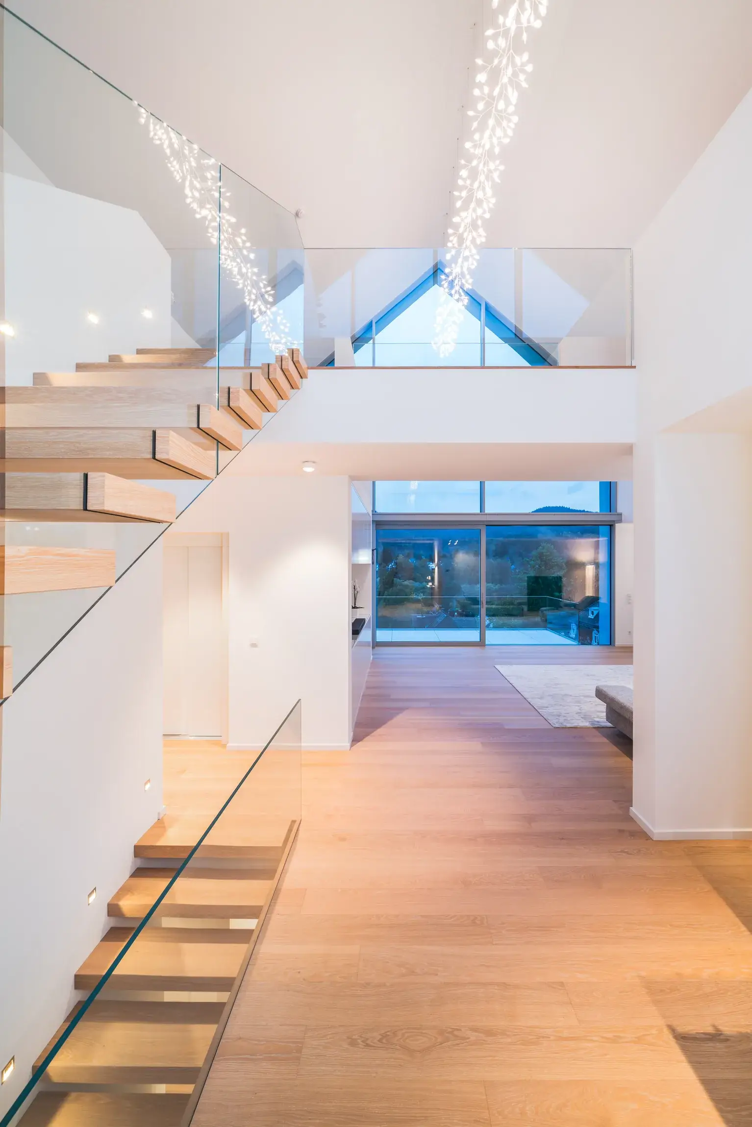 Framehouse-Villa im Schwarzwald, Baden-Baden – Blickachse im Eingangsbereich