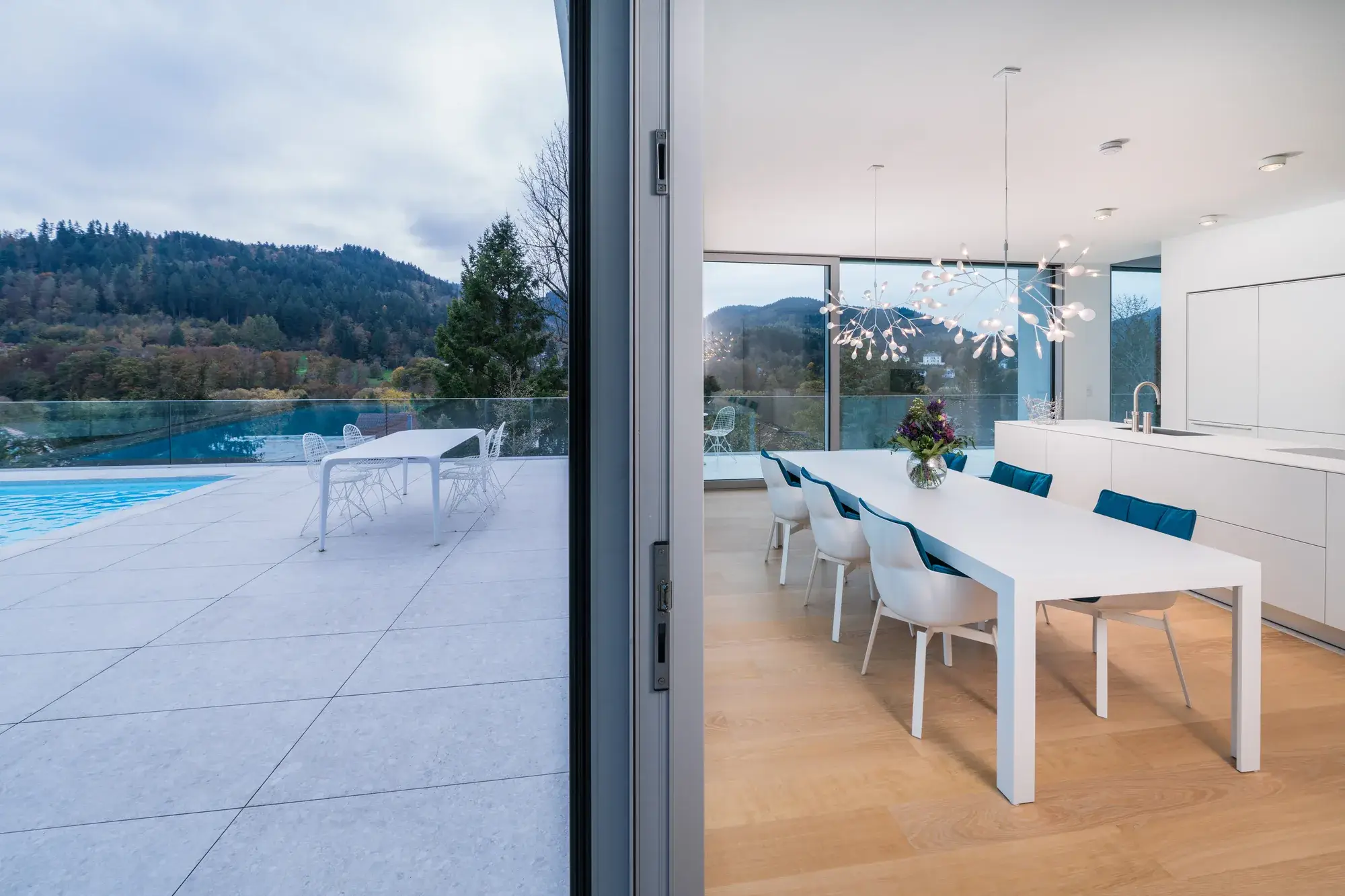 Framehouse-Villa im Schwarzwald, Baden-Baden – Essbereich und Pool