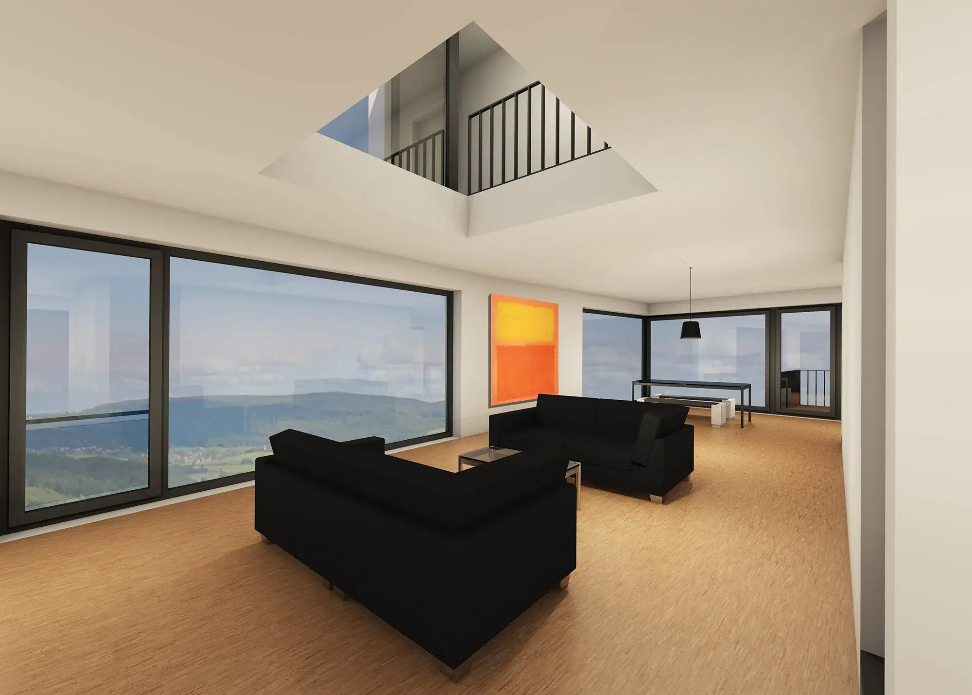 Haus am Hang im Odenwald, Erbach – Wohnbereich mit Panoramablick