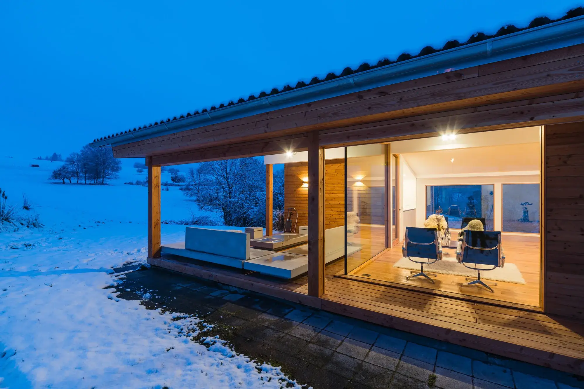 Hideaway im Odenwald, Odenwald – Verglasung am Abend
