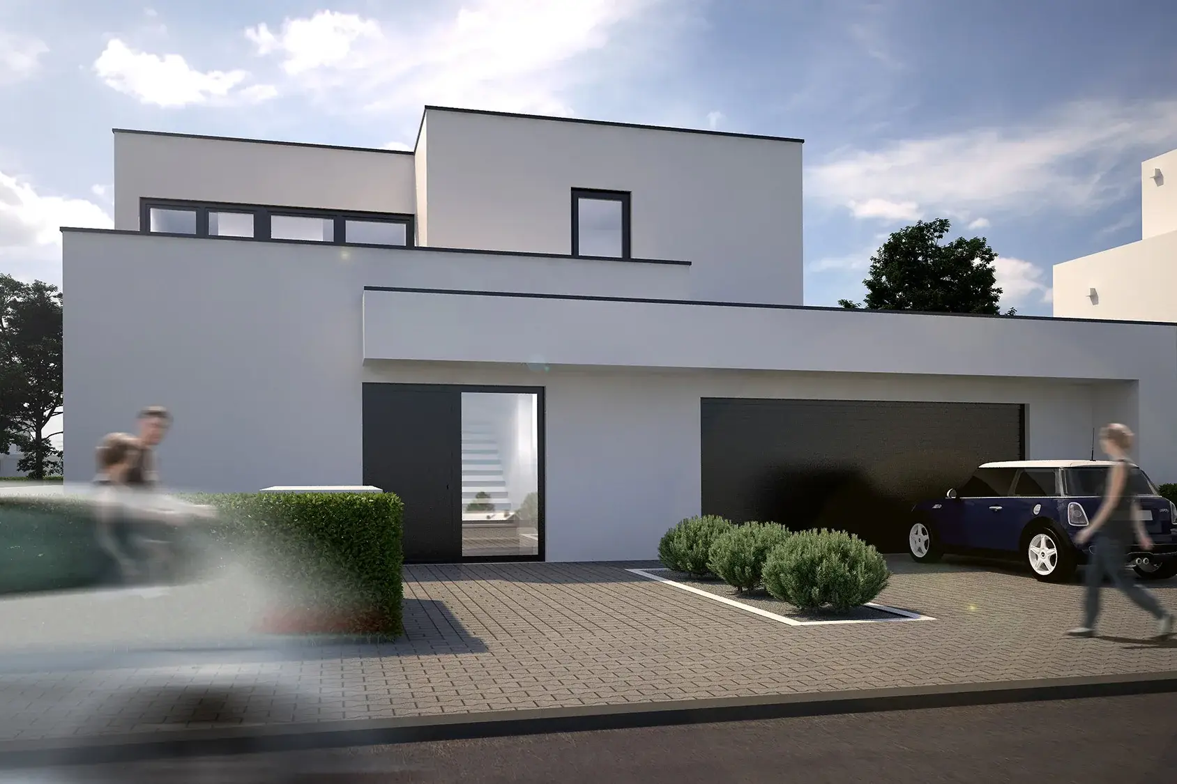 Neubau eines Einfamilienhauses an der Bergstraße, Alsbach – Straßenansicht