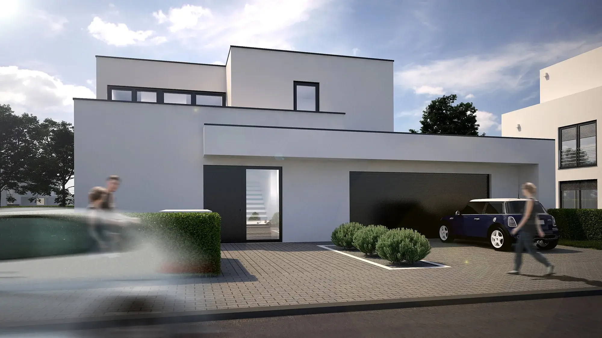 Neubau eines Einfamilienhauses an der Bergstraße, Alsbach – Straßenansicht