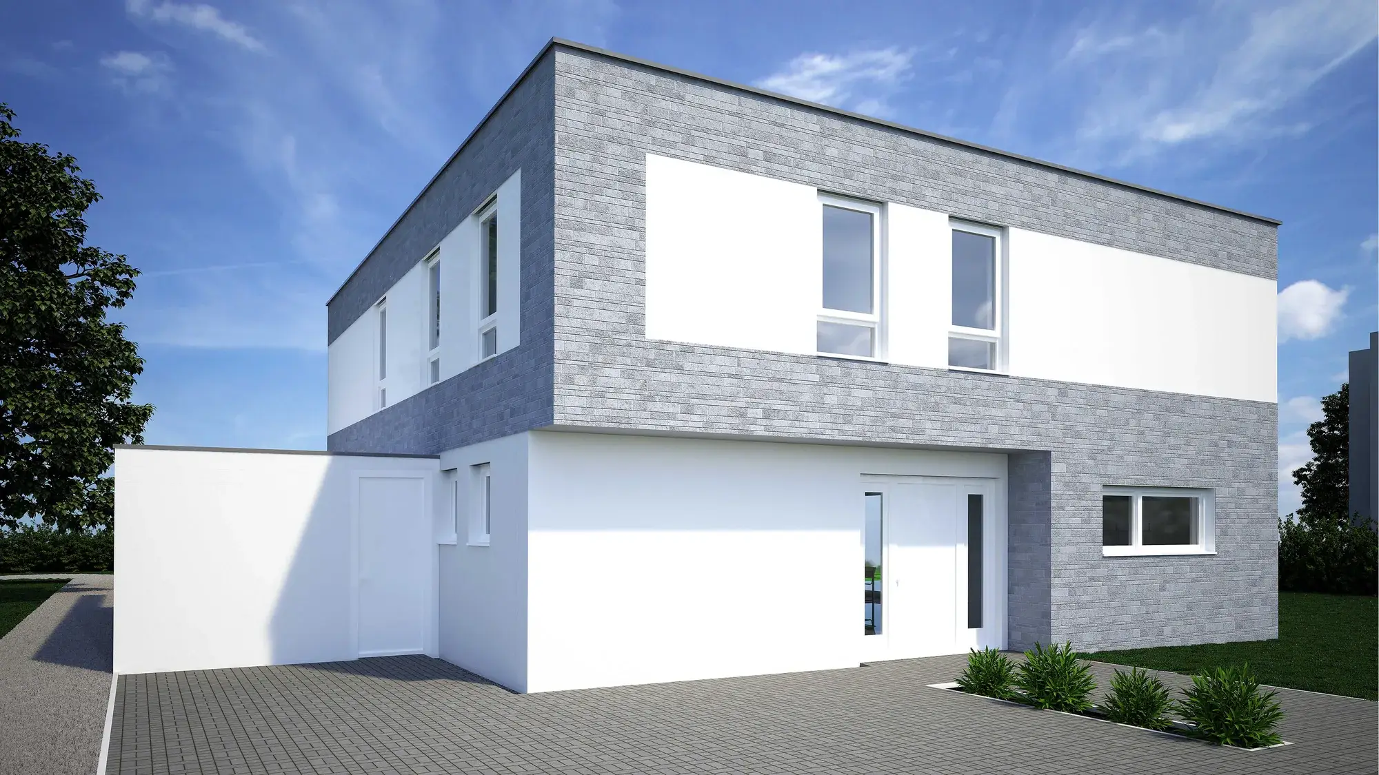 Neubau eines Einfamilienhauses an der Bergstraße, Seeheim – Straßenansicht