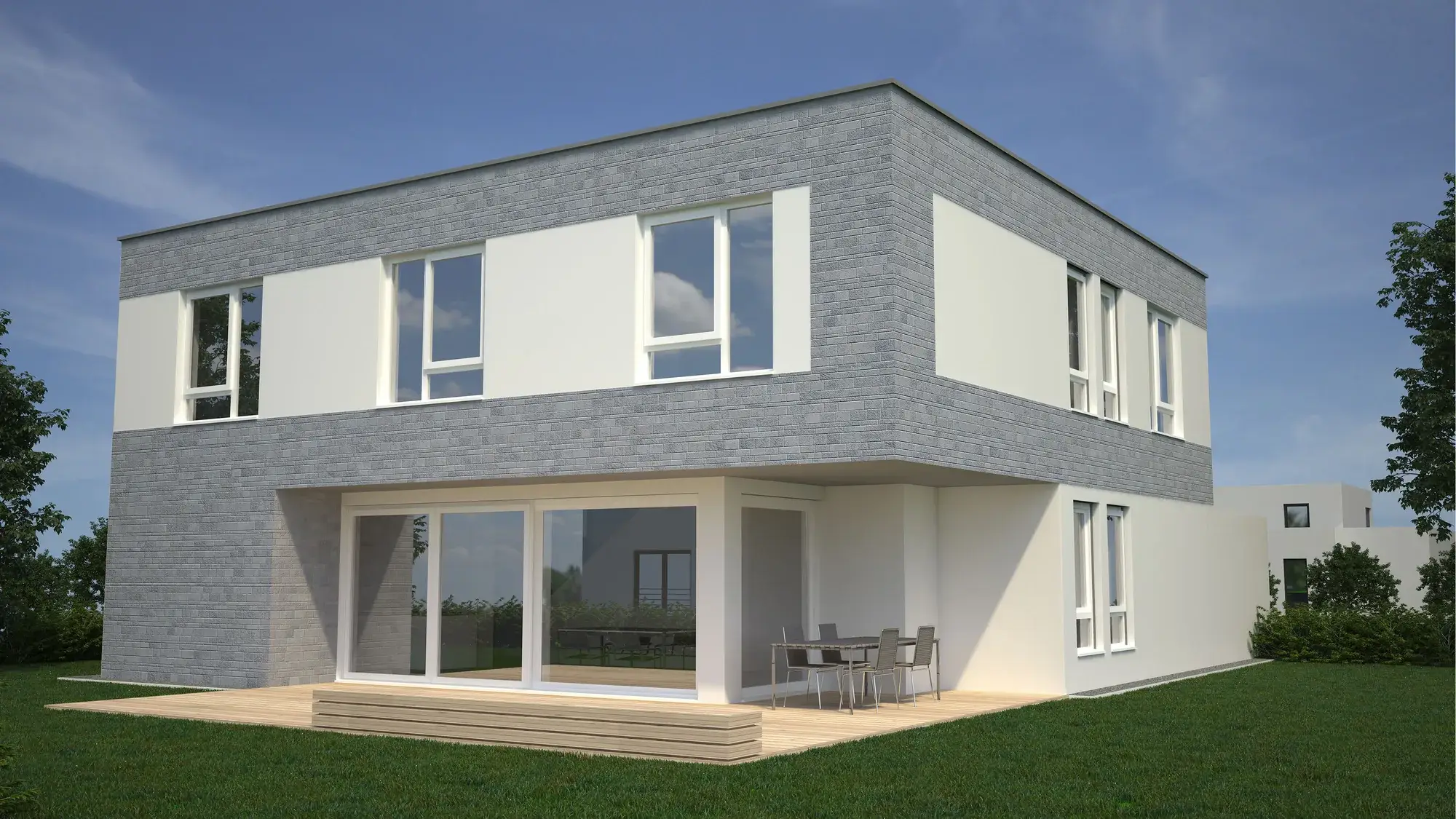 Neubau eines Einfamilienhauses an der Bergstraße, Seeheim – Gartenansicht
