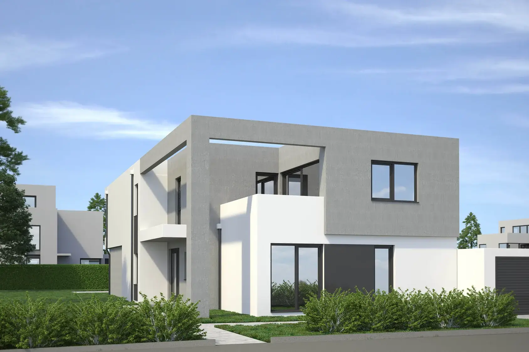 Neubau eines Einfamilienhauses im Landkreis Offenbach, Mainhausen – Straßenansicht