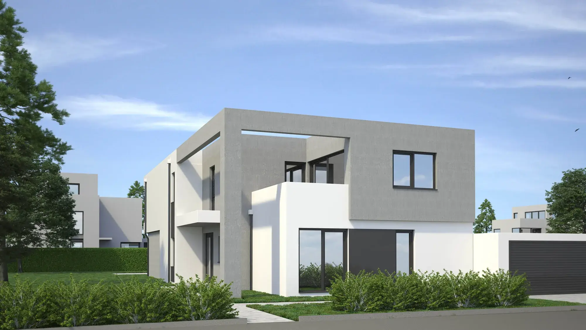 Neubau eines Einfamilienhauses im Landkreis Offenbach, Mainhausen – Straßenansicht