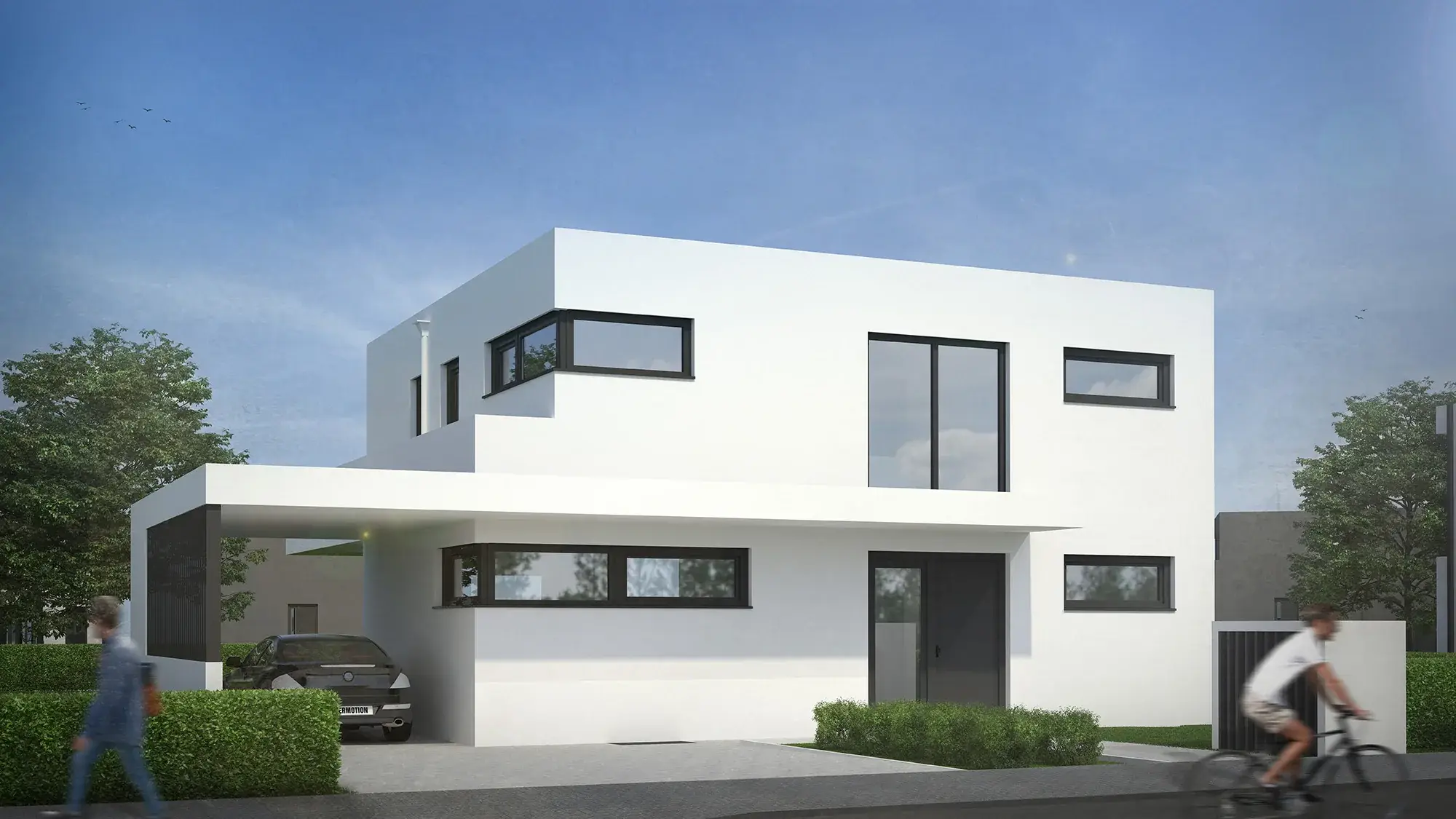 Neubau eines Einfamilienhauses im Main-Taunus-Kreis, Bensheim – Straßenansicht