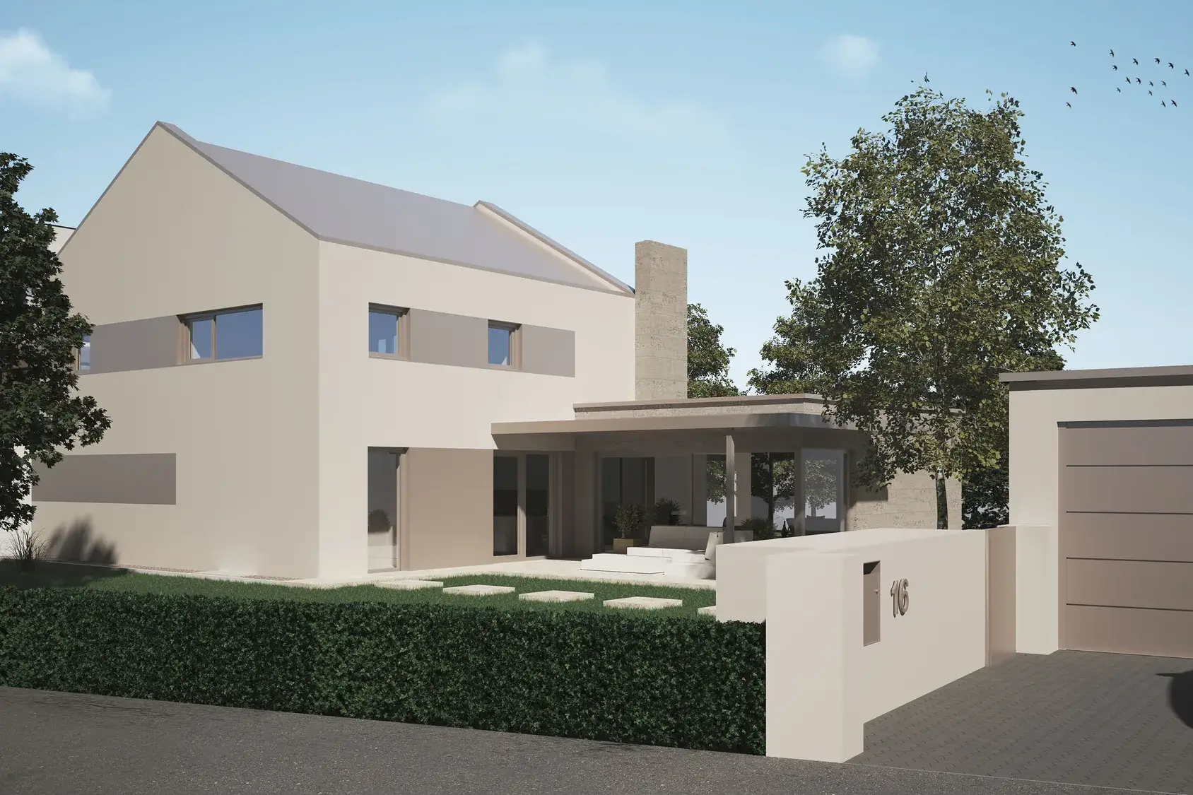 Neubau in hellem Sandton, Kronberg – Straßenansicht