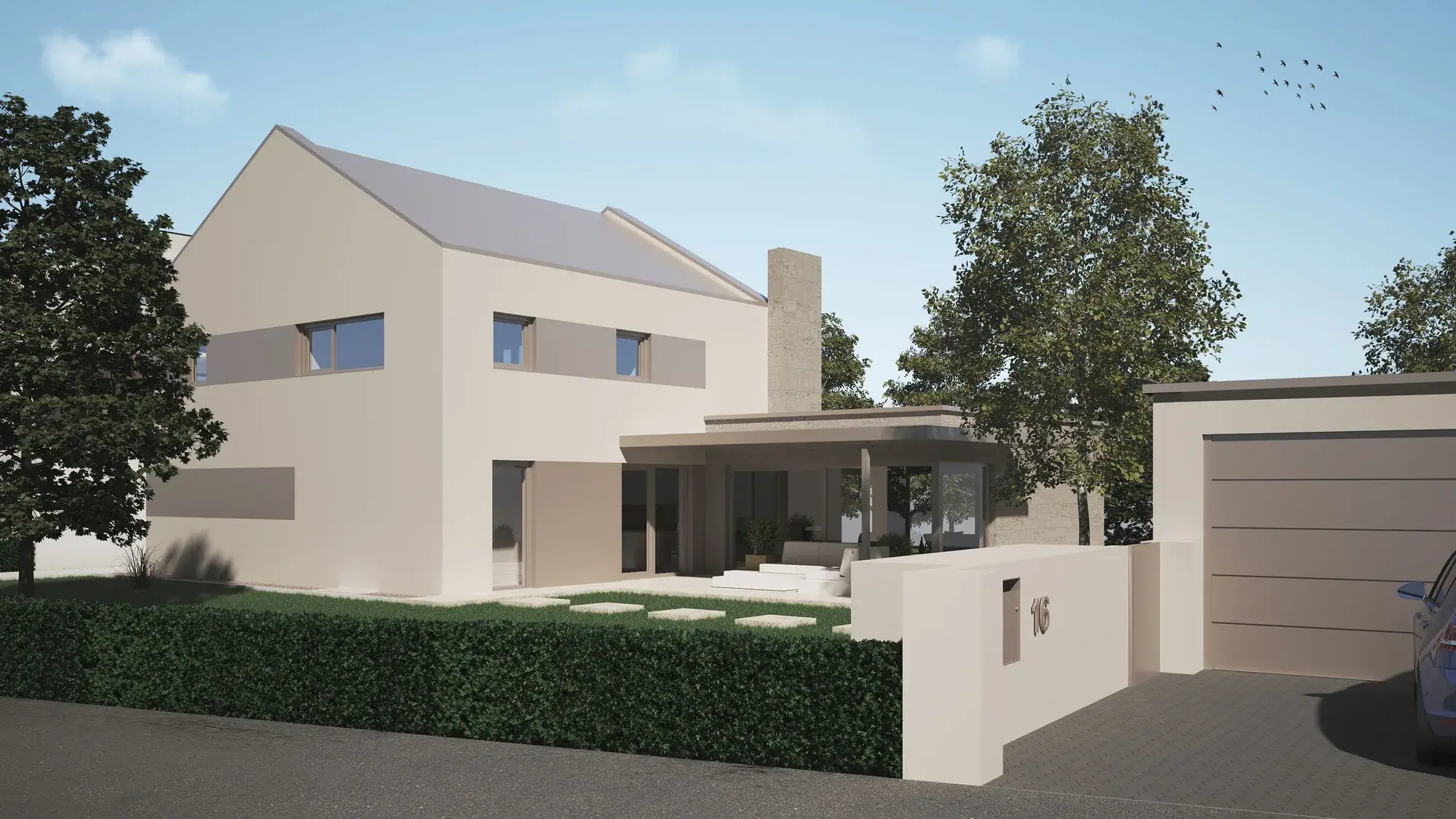 Neubau in hellem Sandton, Kronberg – Straßenansicht