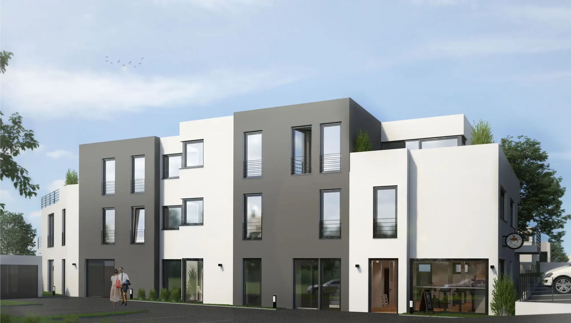 Neubau eines Wohn- und Geschäftshauses im Kreis Würzburg, Würzburg – Straßenansicht
