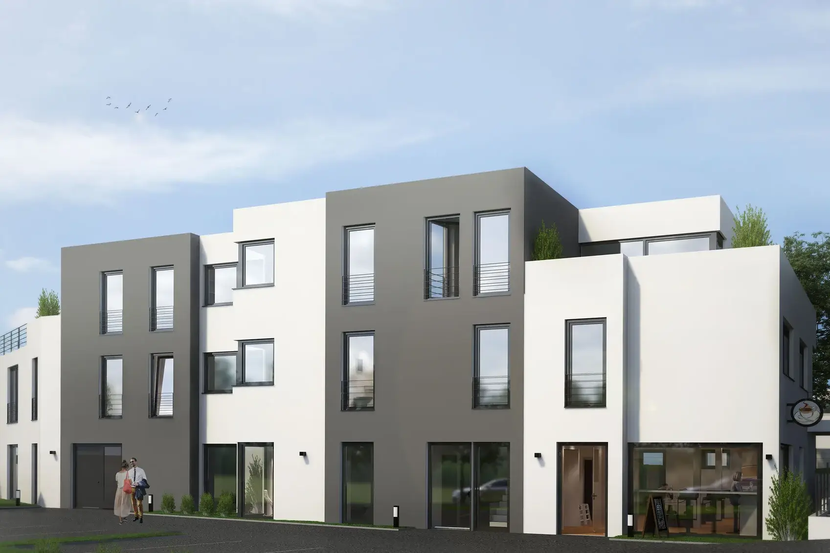 Neubau eines Wohn- und Geschäftshauses im Kreis Würzburg, Würzburg – Straßenansicht