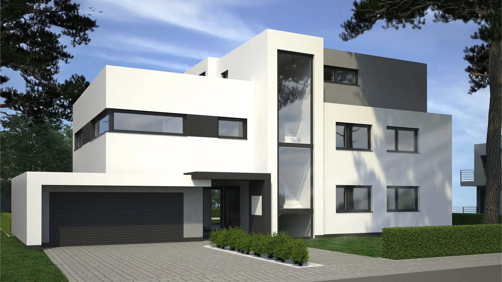 Neubau eines Zweifamilienhauses südlich von Frankfurt, Dreieich – Straßenansicht