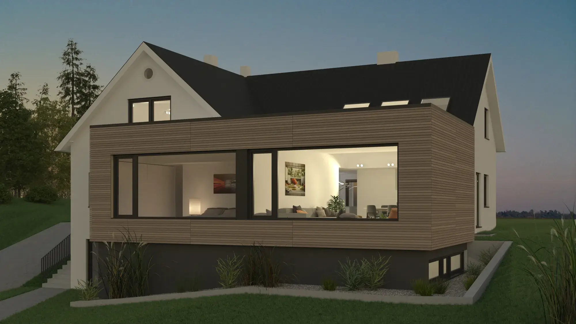 Sanierung mit Anbau und Dachausbau, Odenwald – Straßenansicht