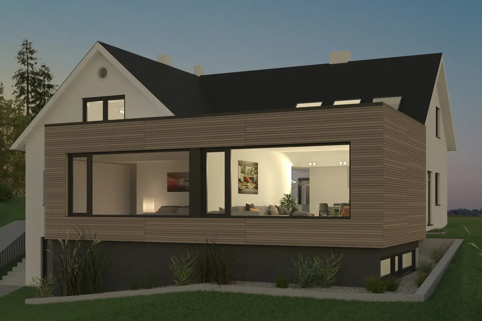 Sanierung mit Anbau und Dachausbau, Odenwald – Straßenansicht