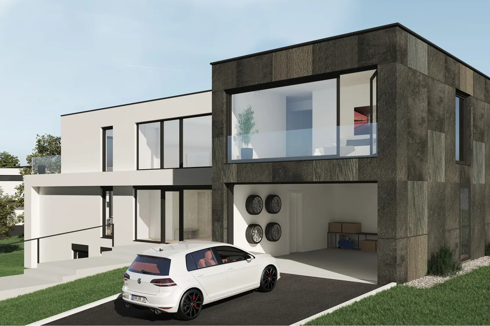 Sanierung eines Einfamilienhauses mit Naturstein, Kronberg – Straßenansicht