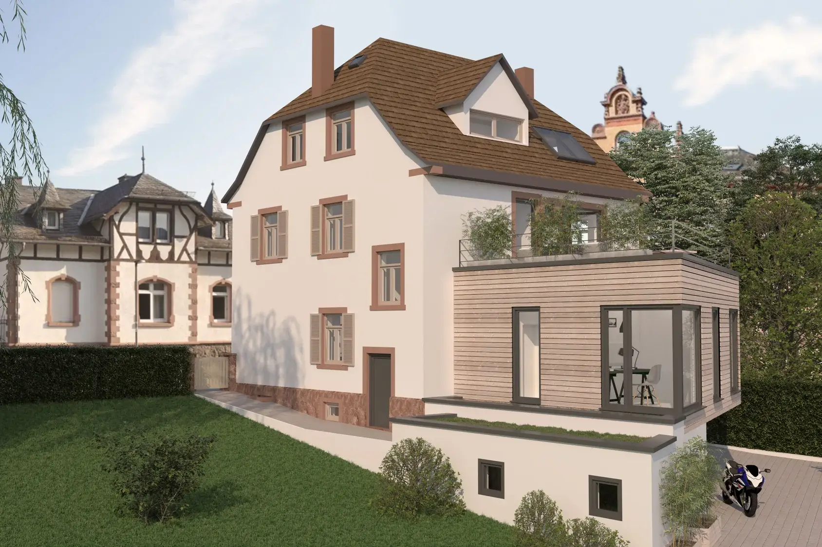 Sanierung und Umnutzung, Höchst im Odenwald – Ansicht mit Anbau