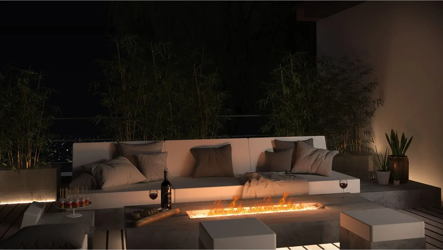 Sanierung und Umnutzung, Höchst im Odenwald – Terrasse am Abend