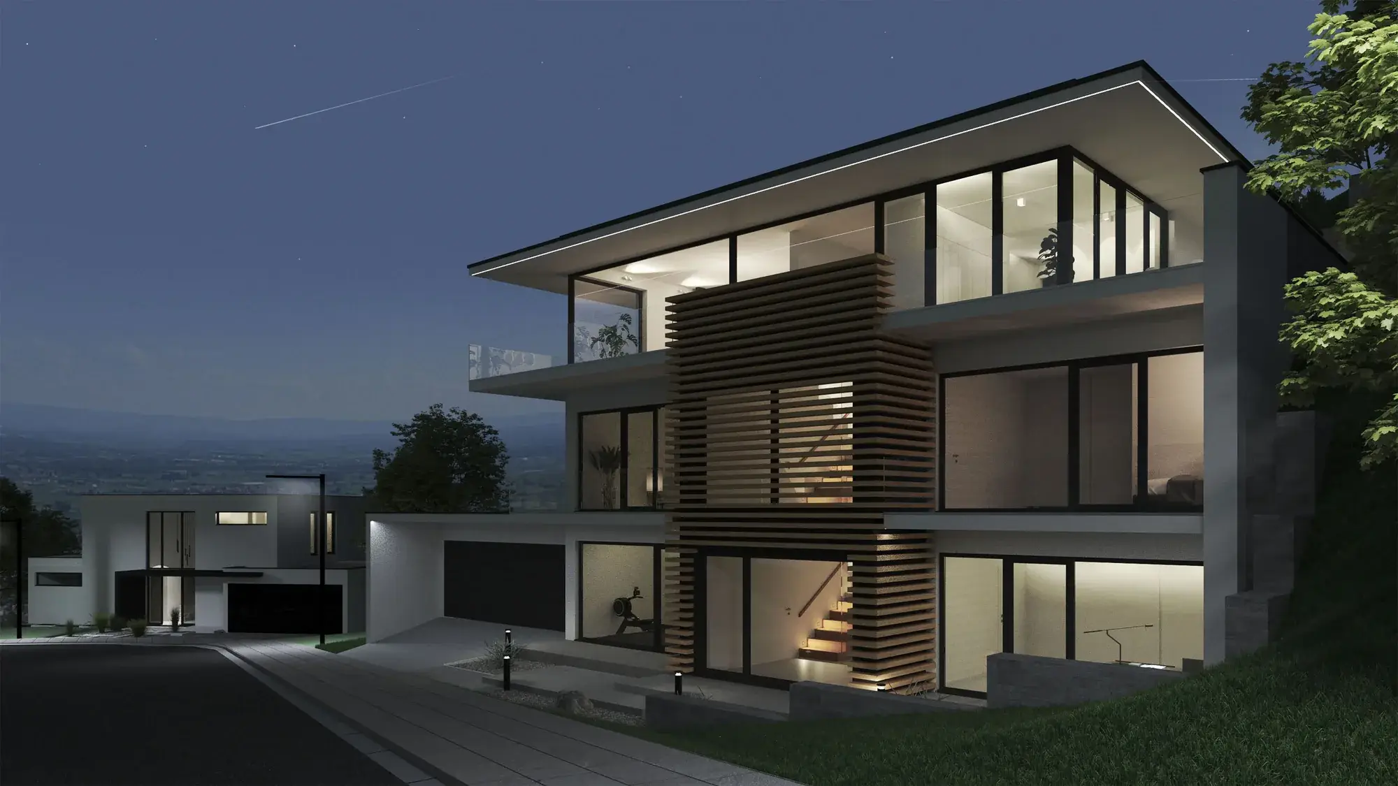 Smart-Home-Villa, Groß-Umstadt – Ansicht am Abend