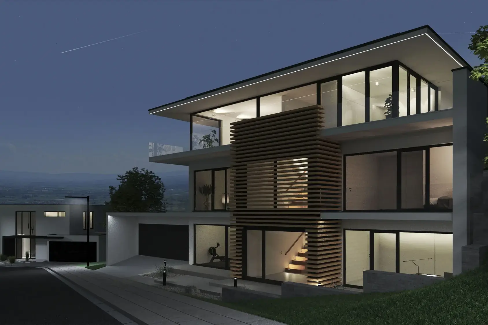 Smart-Home-Villa, Groß-Umstadt – Ansicht am Abend
