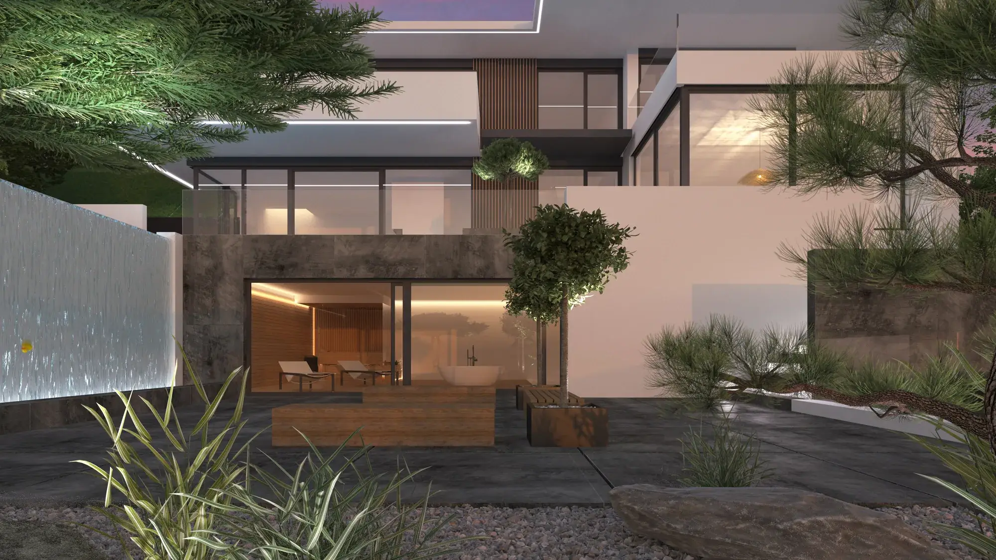 Smarthome-Villa mit Spa, Bensheim – Gartenansicht