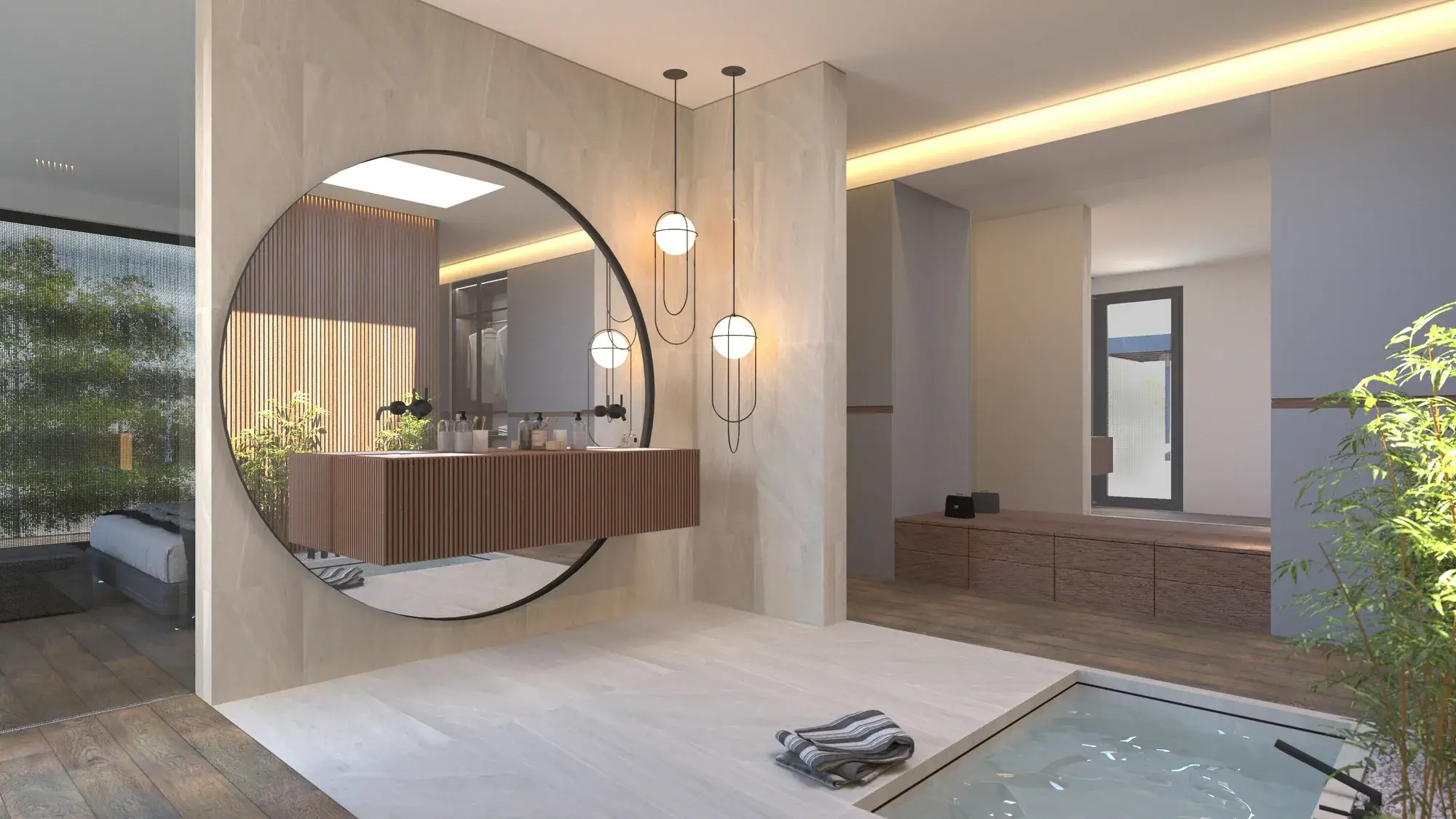 Umbau eines Bungalows in U-Form, Offenbach – Waschtisch