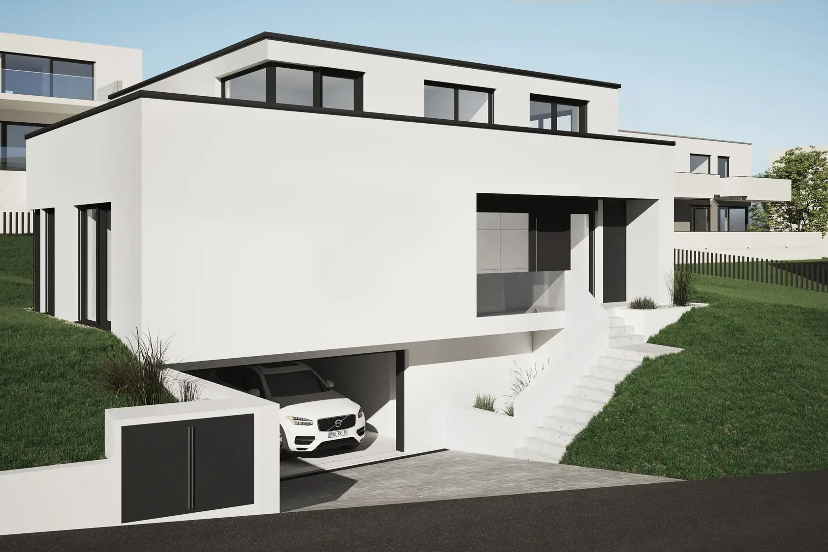 Vollunterkellertes Einfamilienhaus, Zwingenberg – Hangansicht