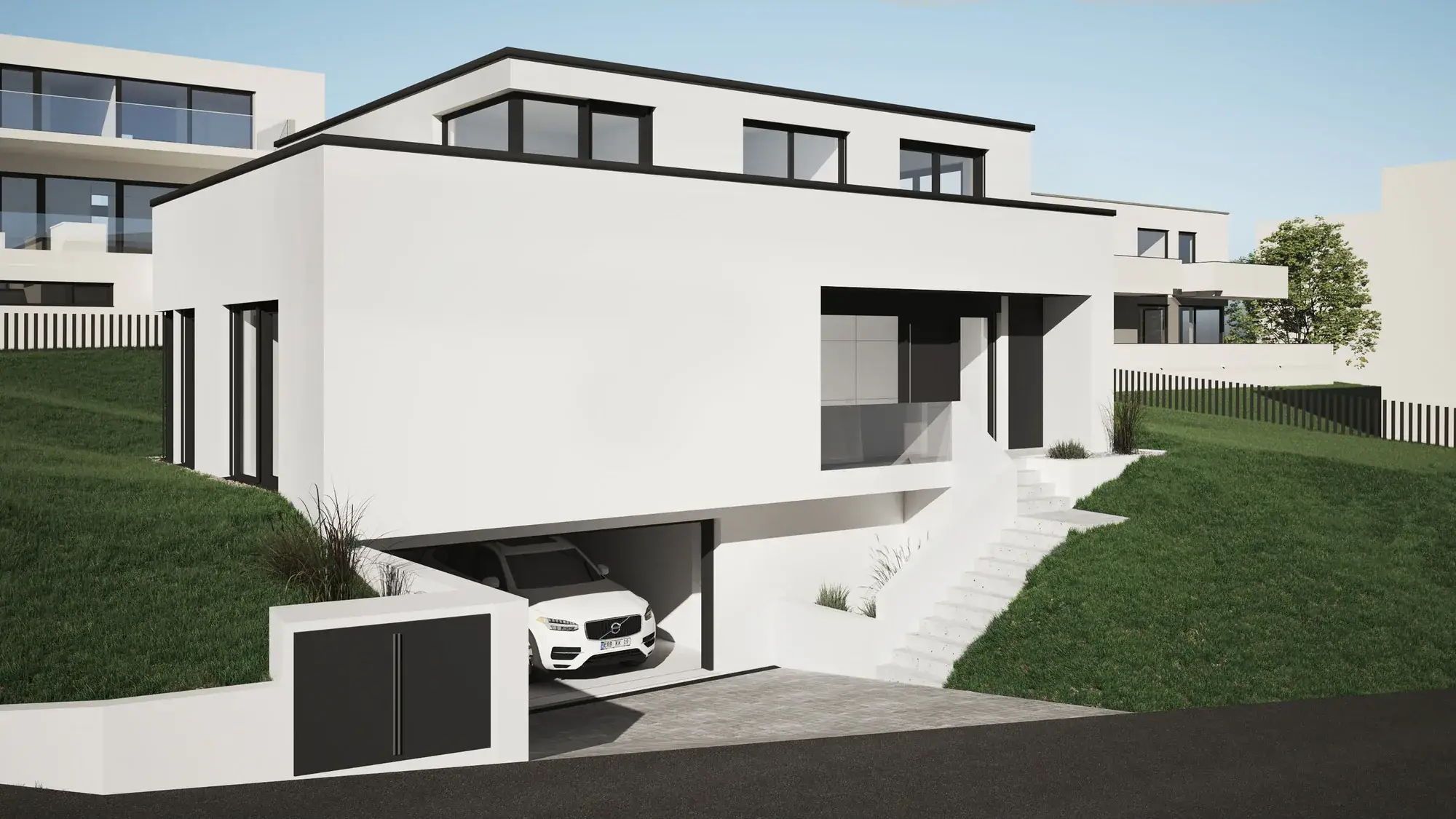 Vollunterkellertes Einfamilienhaus, Zwingenberg – Hangansicht
