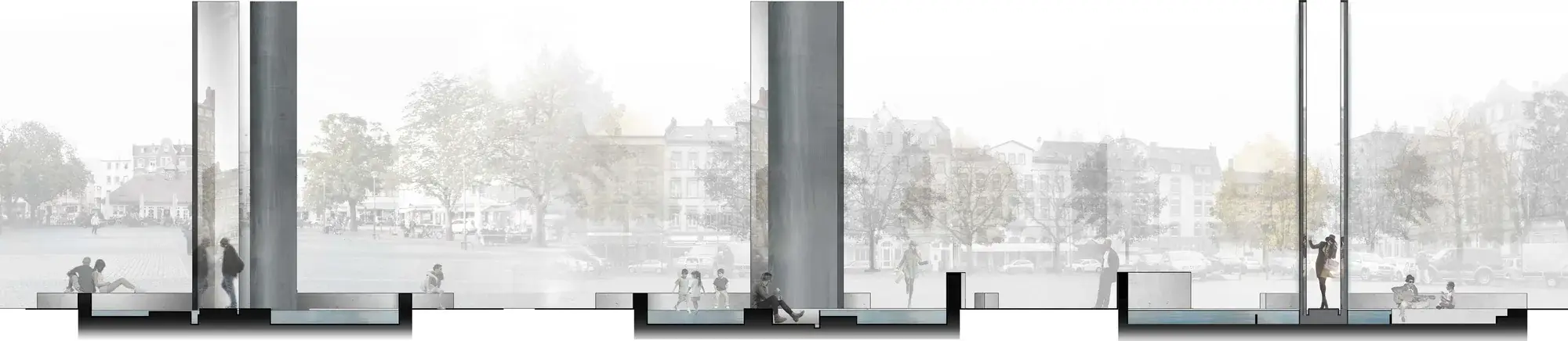Wettbewerbsbeitrag Bürgerbrunnen, Offenbach – Ansicht