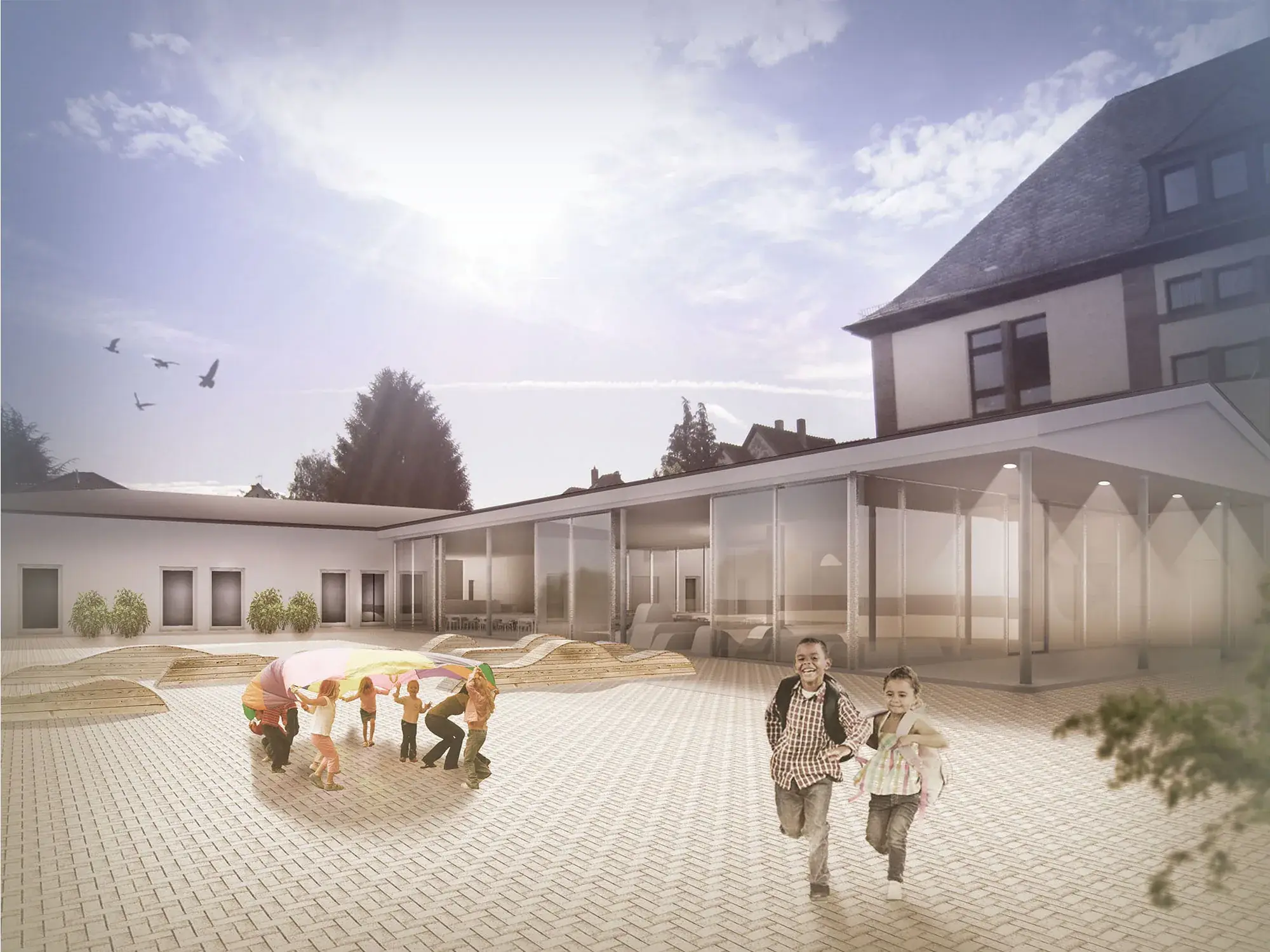 Wettbewerbsbeitrag Stadtschule Michelstadt, Michelstadt – Pausenhof