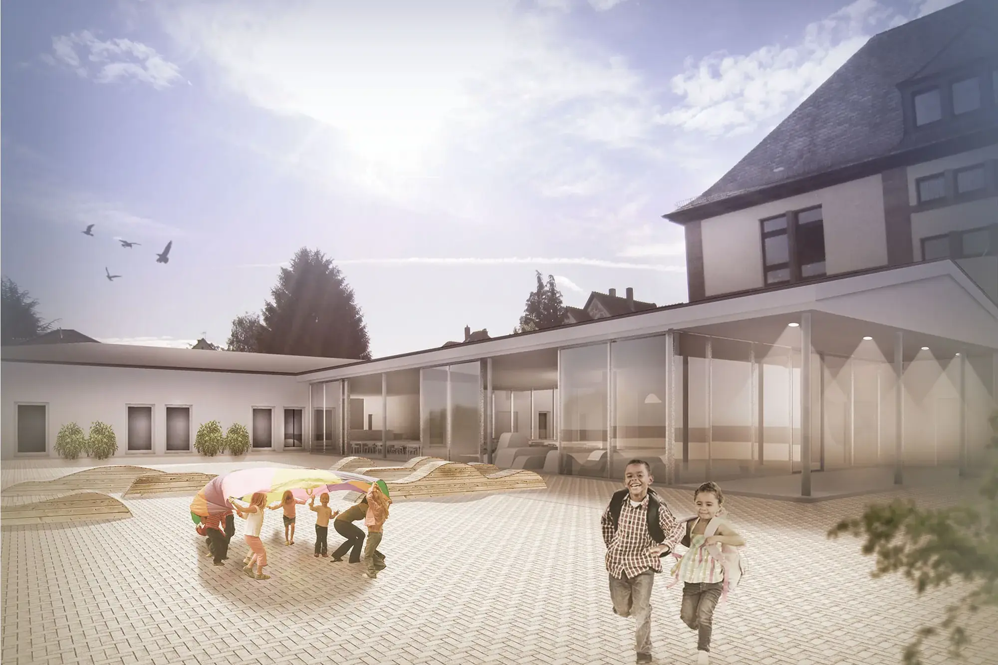 Wettbewerbsbeitrag Stadtschule Michelstadt, Michelstadt – Pausenhof