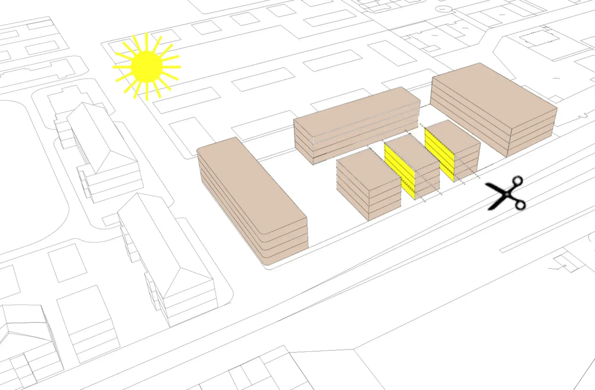 Wettbewerbsbeitrag Turley Barracks, Mannheim – Konzeptdiagramm