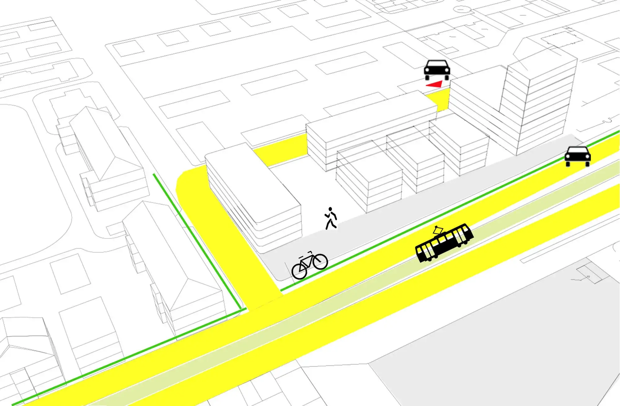 Wettbewerbsbeitrag Turley Barracks, Mannheim – Konzeptdiagramm