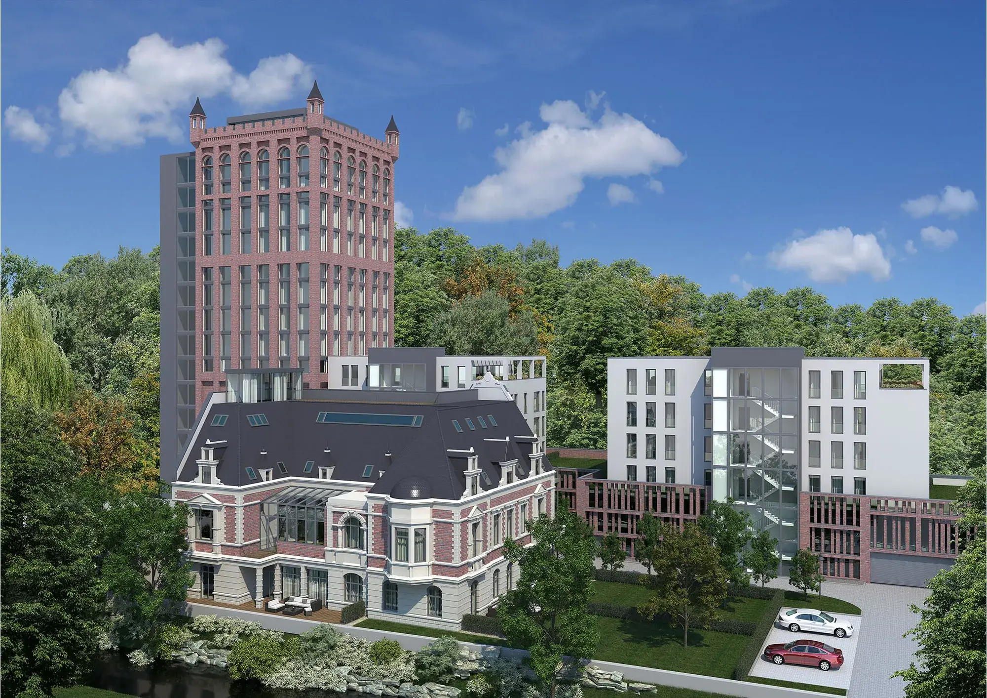 Wohnungsbau im denkmalgeschützten Ensemble, Weinheim – Altbau und Neubau