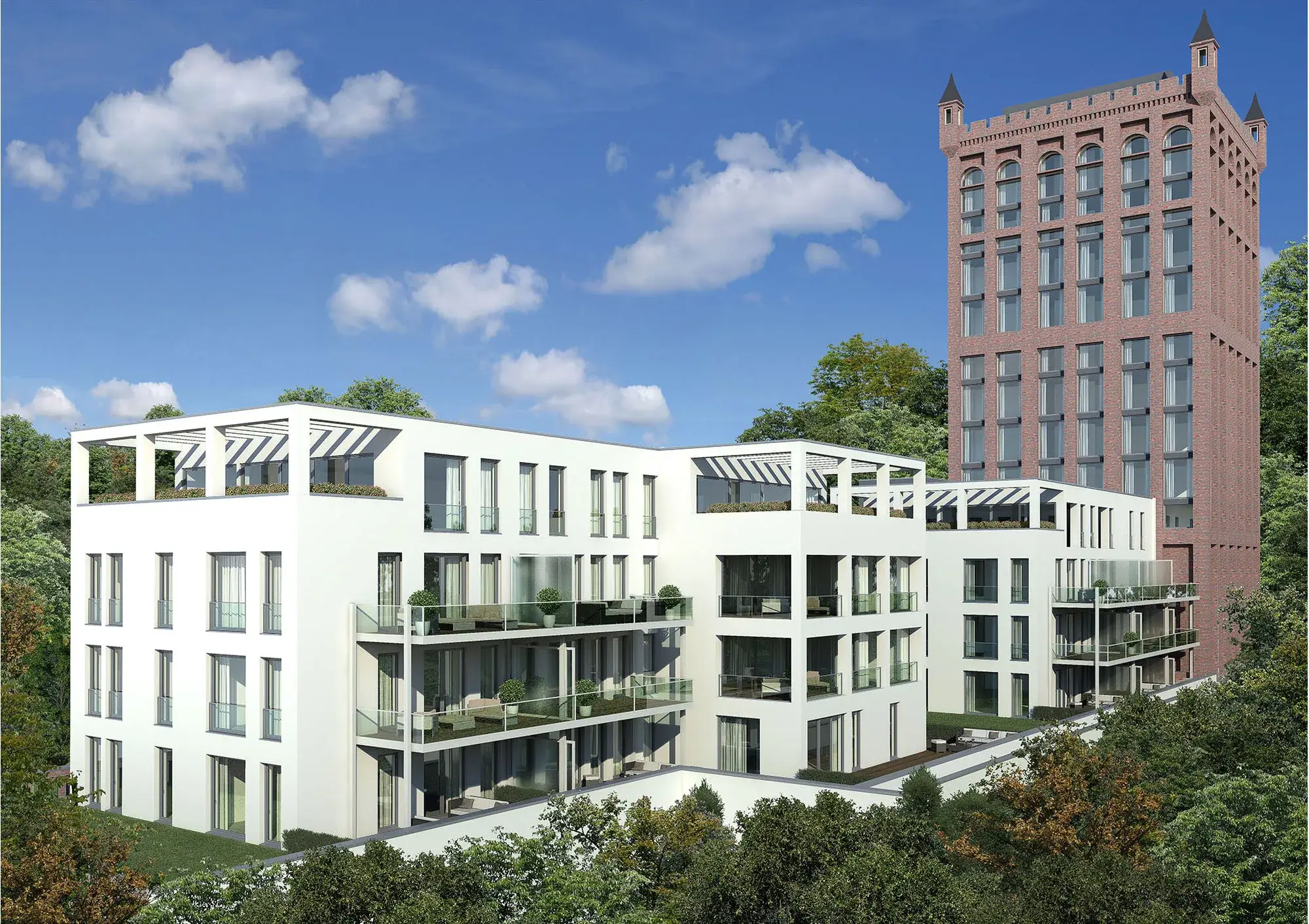 Wohnungsbau im denkmalgeschützten Ensemble, Weinheim – Gartenansicht